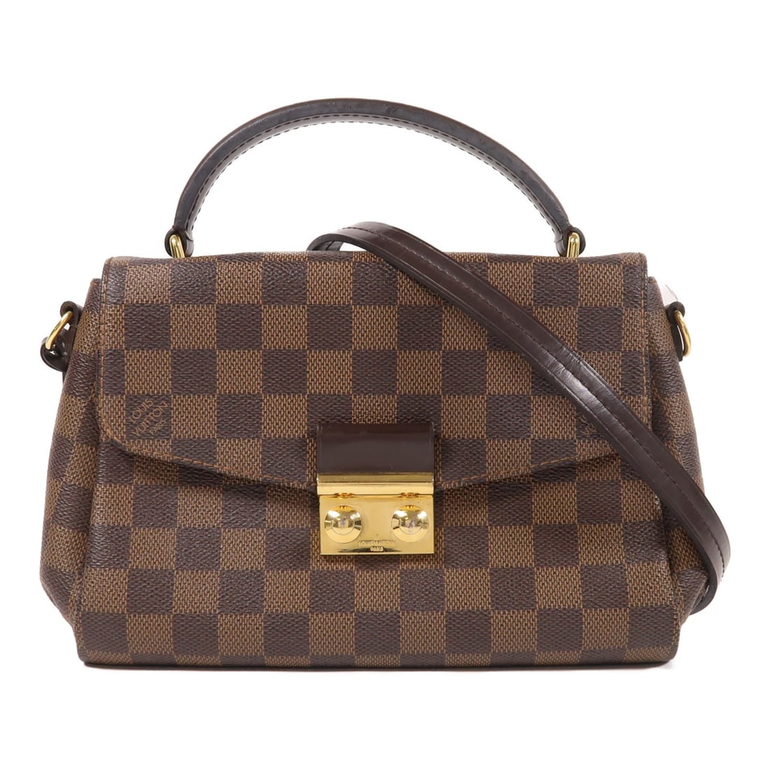 LOUIS VUITTON Croisette 2 Way Shoulder Bag N53000 Damier Brown GHW: LOUIS VUITTON Croisette 2 Way Shoulder Bag N53000 Damier Brown GHW This elegant Louis Vuitton Croisette 2 Way Shoulder Bag showcases a chic design in a rich brown hue. Crafted from durable PVC coated