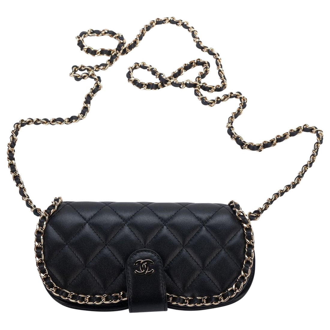 Chanel Collection 32 Black Quilted Sunglasses Case with Detachable Chain: Chanel Collection 32 Black Quilted Sunglasses Case with Detachable Chain Discover this exquisite Chanel black quilted sunglasses case, a rare and collectible piece perfect for the fashion-savvy indivi