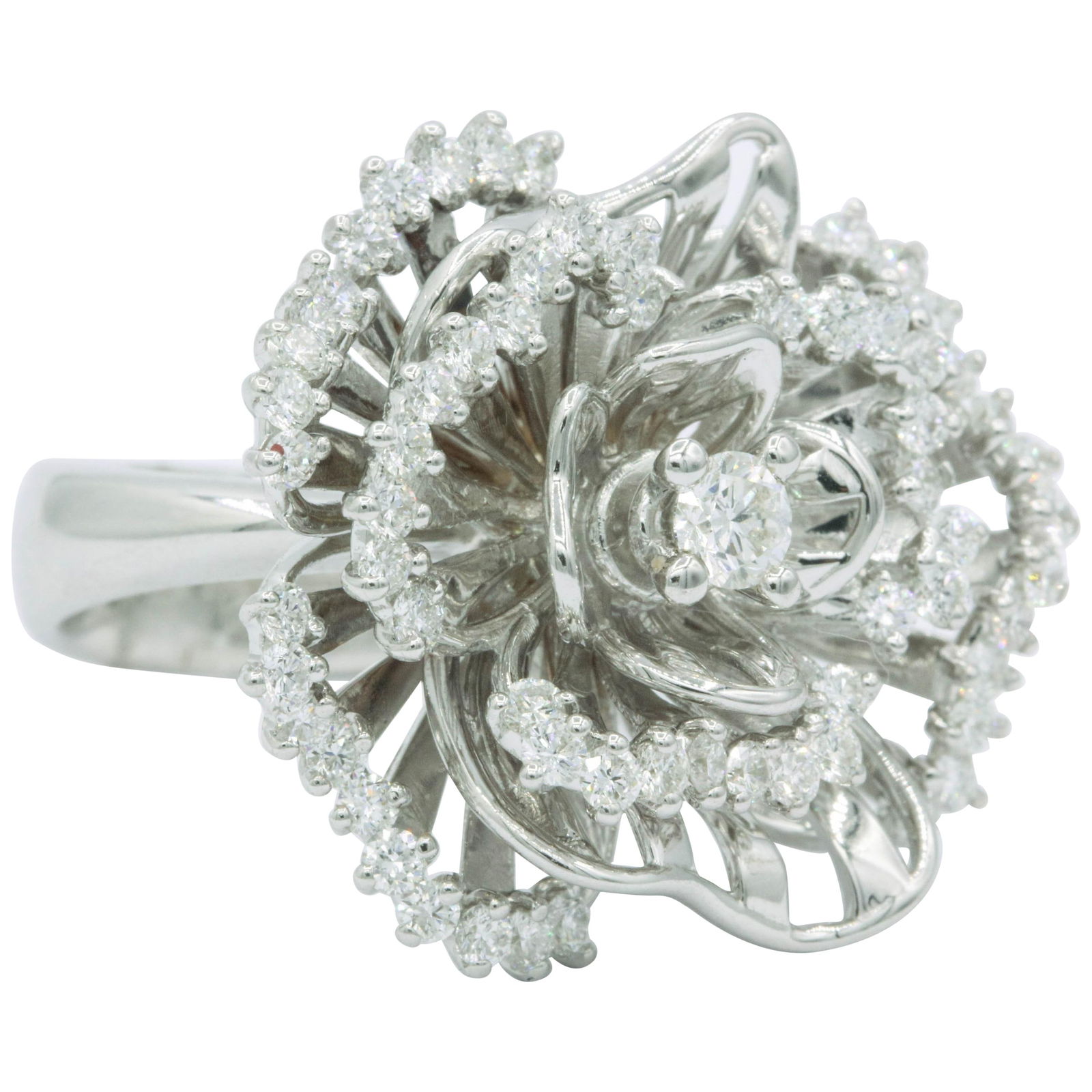 Harbor Diamonds 1.84 Carat Diamond Flower Ring in 18K White Gold Italy (1 of 9)