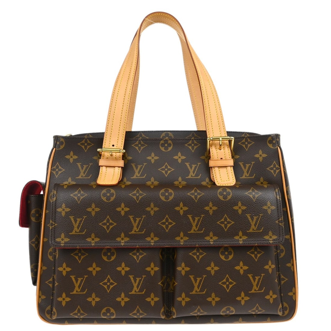 Louis Vuitton Monogram Multipli Cite Handbag M51162 Zip Closure Red Alcantara Lining (1 of 10)