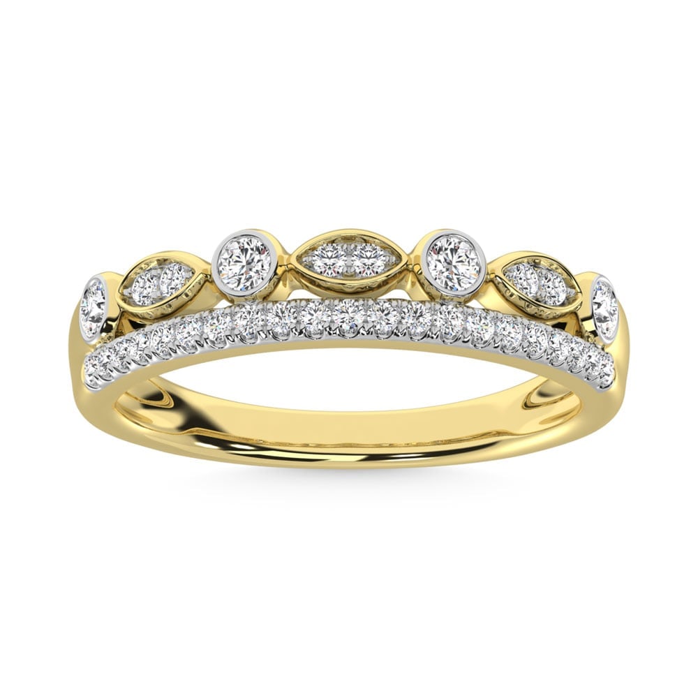 14K Yellow Gold Diamond 1/3 Ct.Tw. Stackable Ring: 14K Yellow Gold Diamond 1/3 Ct.Tw. Stackable Ring 14k Yellow Gold Stone Color: G-h Stone Clarity: Si2 Each ring is presented in standard size 6.5. Complimentary resizing is available between sizes 510