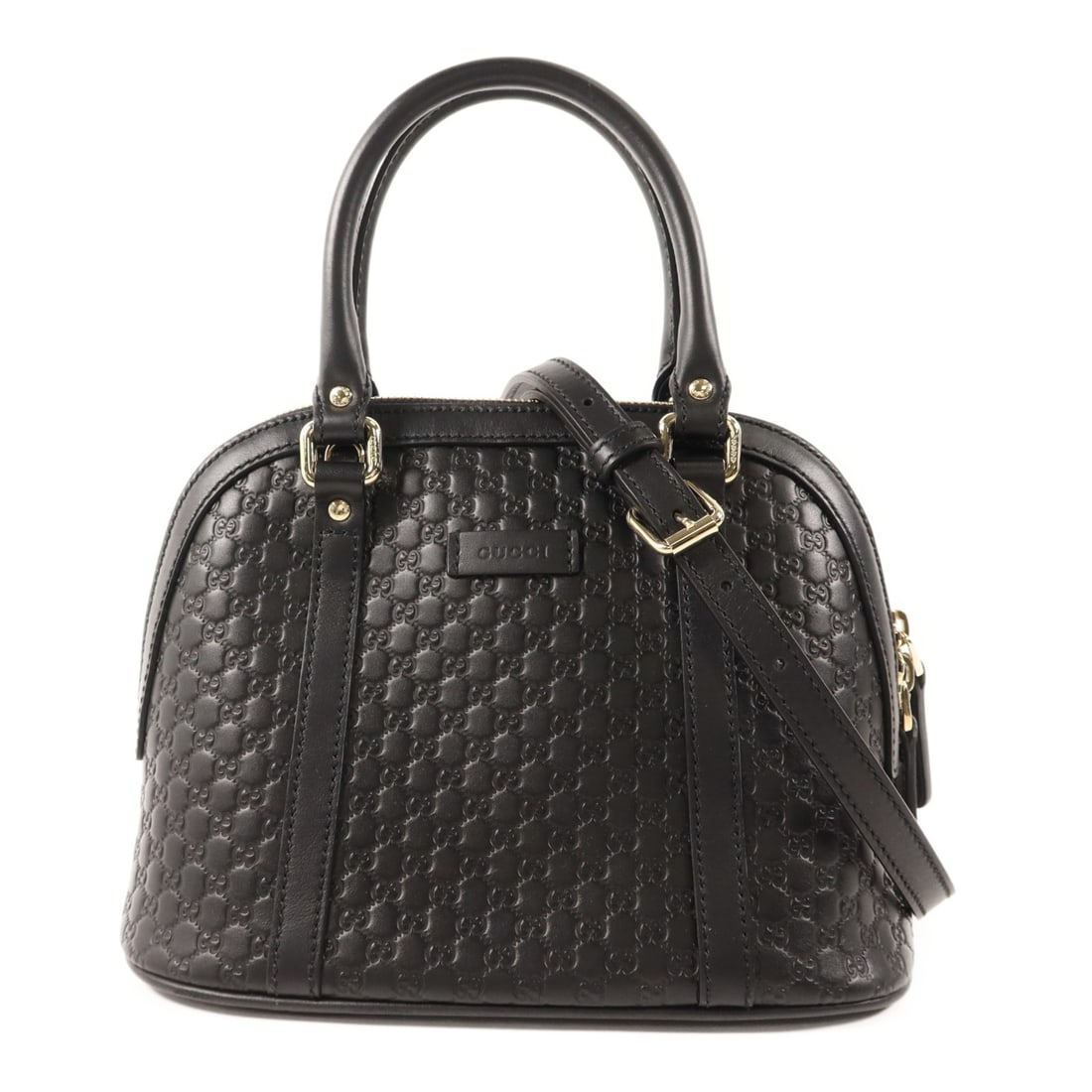 Black Calfskin GUCCI 2-Way Shoulder Bag 449654 BMJ1G Gold Hardware (1 of 15)