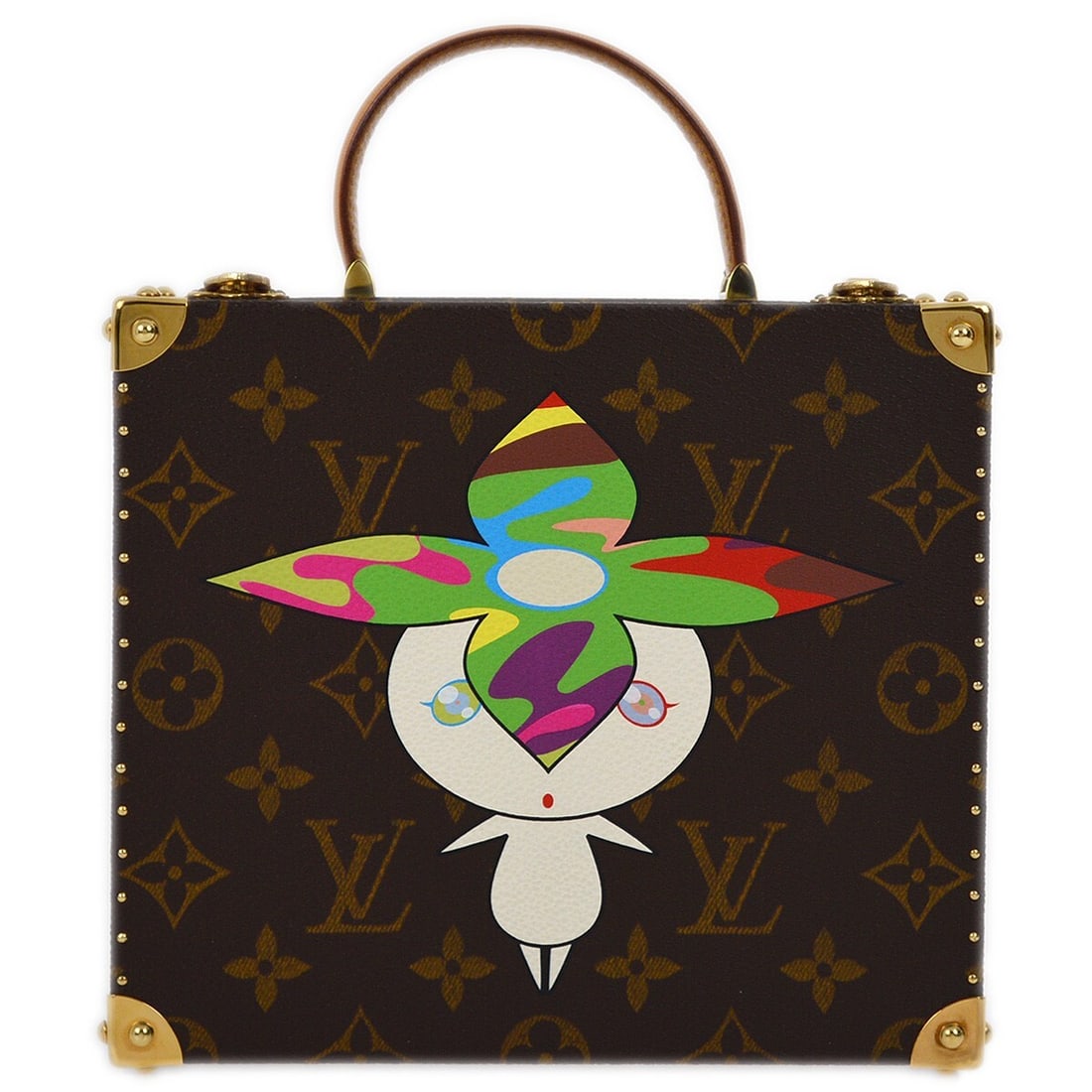 Louis Vuitton Monogram Flower Hat Jewelry Box Handbag M92475: Louis Vuitton Monogram Flower Hat Jewelry Box Handbag M92475 This exquisite Louis Vuitton Flower Hat Man Takashi Murakami Jewelry Box Handbag is a stunning blend of functionality and iconic style. Cra