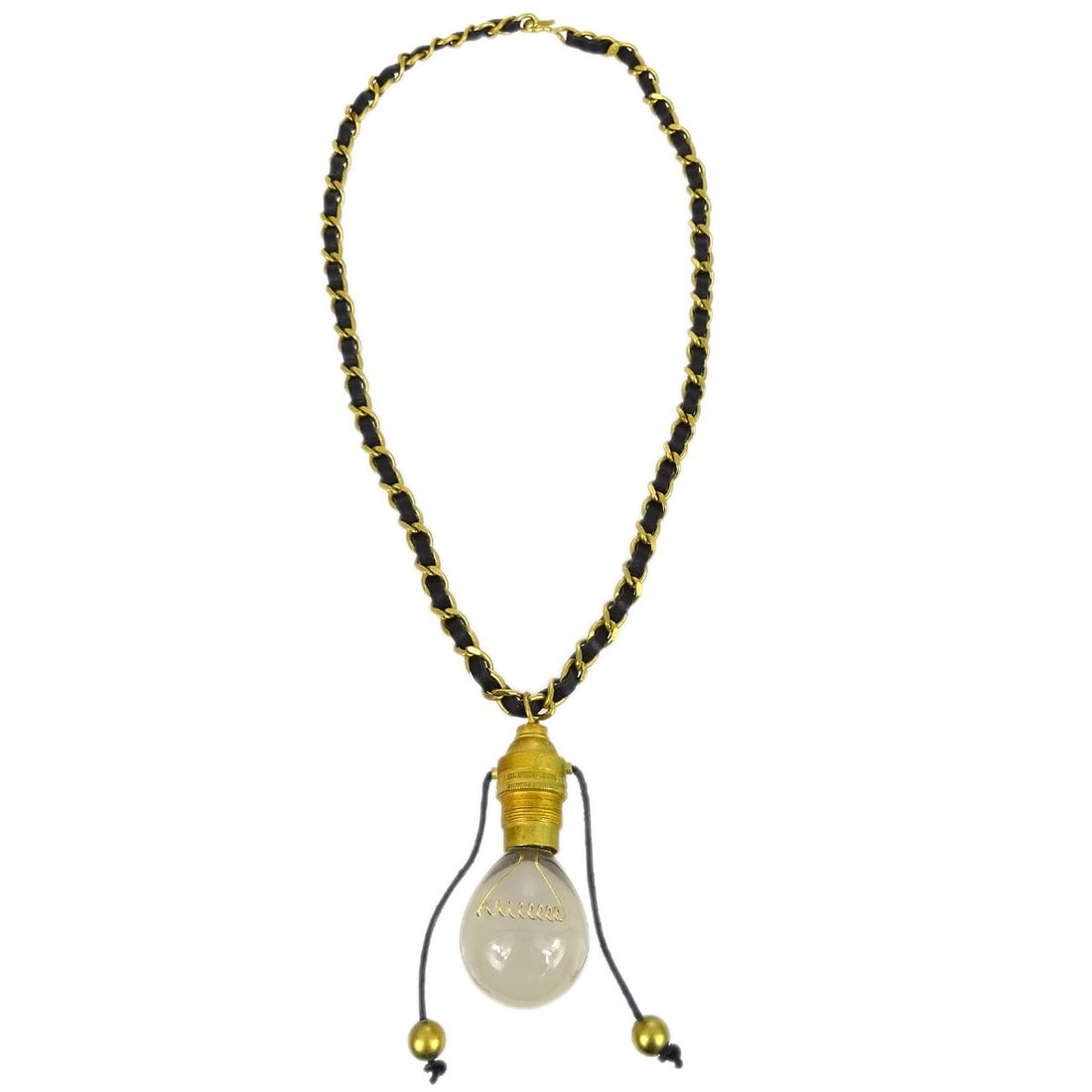 Chanel 94P Gold Chain Bow Pendant Necklace: Chanel 94P Gold Chain Bow Pendant Necklace Elevate your accessory collection with this stunning Chanel Light Bulb Gold Chain Pendant Necklace. Featuring a charming bow-shaped pendant in a sophisticate
