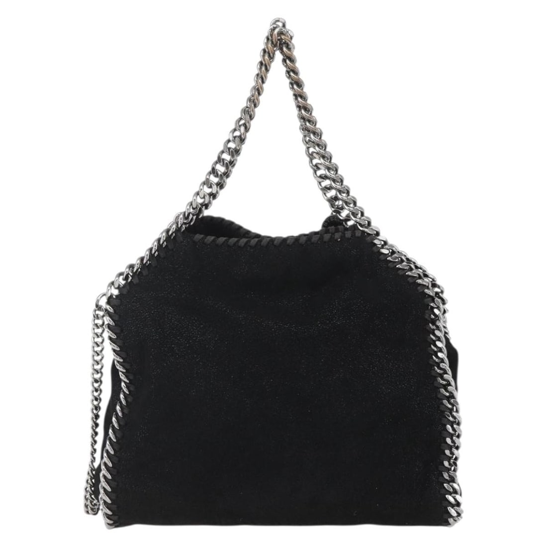 Stella McCartney Falabella Fold Over Black Faux Leather Bag: Stella McCartney Falabella Fold Over Black Faux Leather Bag This pre-owned Stella McCartney Falabella Fold Over Bag is crafted from black polyester and designed for women. It features a fold-over styl