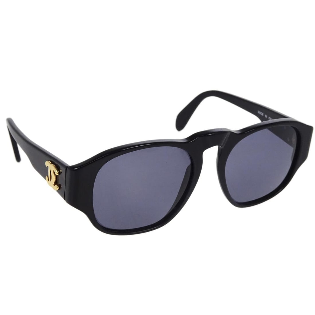 Chanel CC Logos Black Sunglasses Acrylic Lenses 135mm Temple: Chanel CC Logos Black Sunglasses Acrylic Lenses 135mm Temple Elevate your accessory game with these stylish Chanel sunglasses, featuring a sleek black frame and black acrylic lenses. Designed with the
