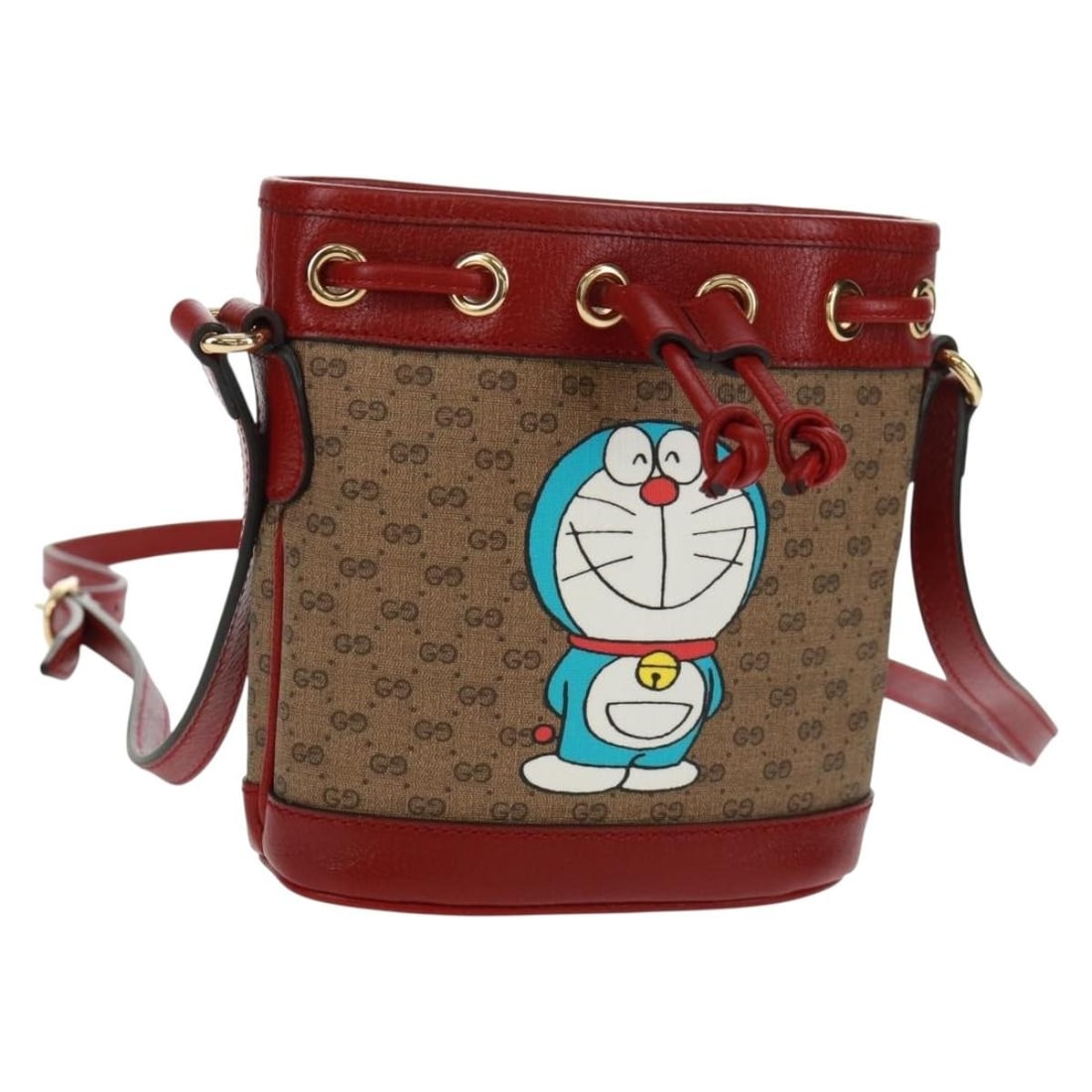 Gucci Micro GG Supreme Beige Gold PVC Leather Shoulder Bag 647801: Gucci Micro GG Supreme Beige Gold PVC Leather Shoulder Bag 647801 This Gucci Doraemon Micro GG Supreme shoulder bag features a beige and gold color scheme crafted from PVC leather and micro small GG c