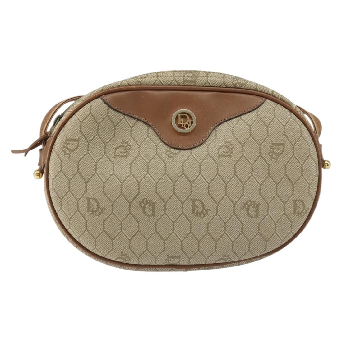 Christian Dior Canvas Shoulder Bag Vintage Honeycomb Pattern Beige: Christian Dior Canvas Shoulder Bag Vintage Honeycomb Pattern Beige This Christian Dior Vintage Honeycomb shoulder bag for women features beige canvas construction with leather details. It measures 21c