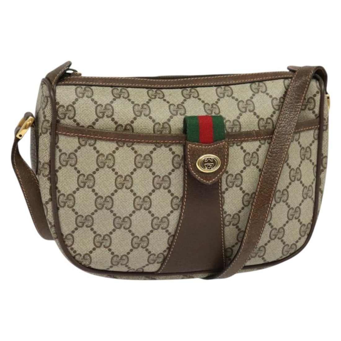 GUCCI GG Supreme Web Sherry Shoulder Bag Beige Gold 89 02 032 Auth: GUCCI GG Supreme Web Sherry Shoulder Bag Beige Gold 89 02 032 Auth This authentic GUCCI GG Supreme Web Sherry Line Shoulder Bag is crafted from durable GG Canvas in a stylish beige and gold color comb