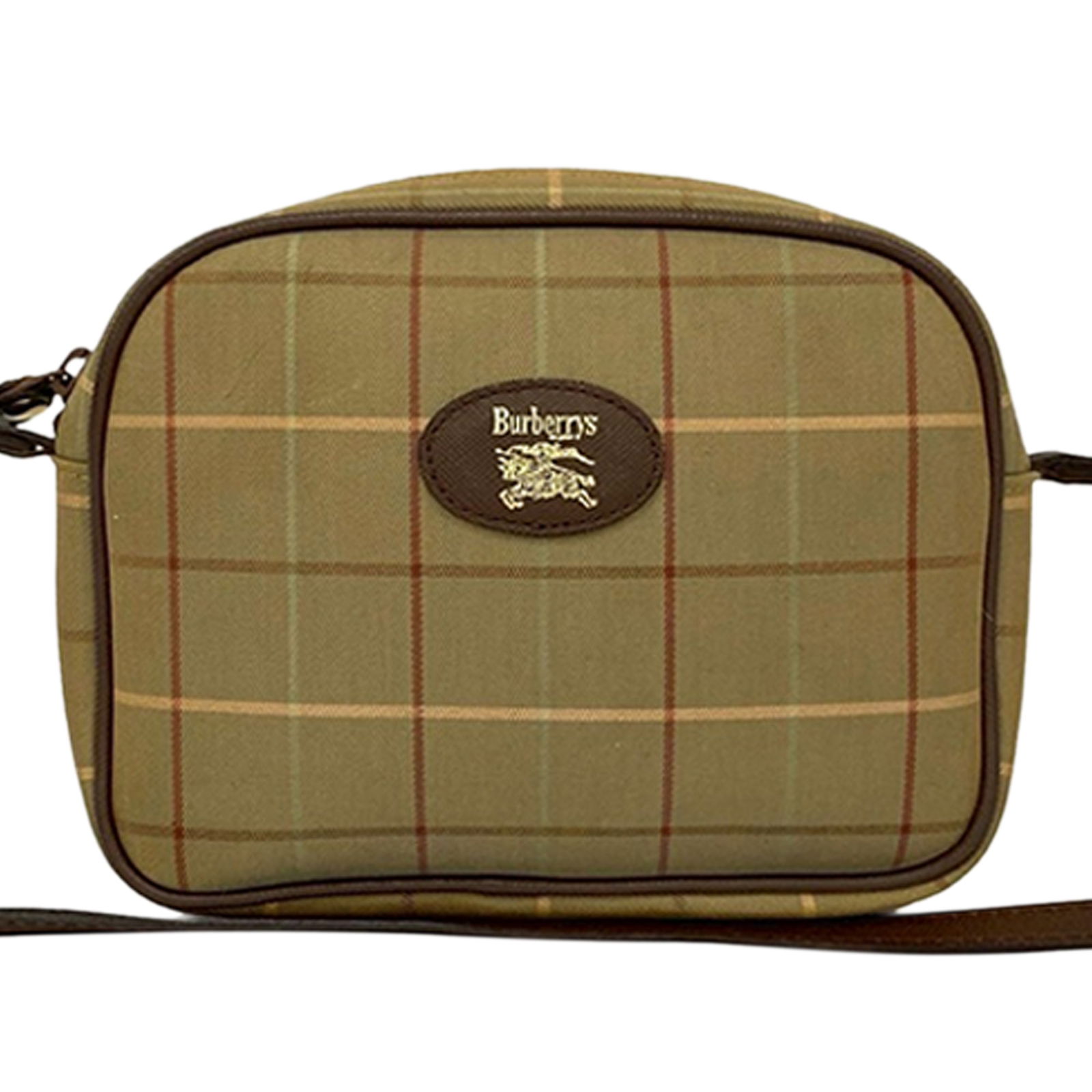 Vintage Check Canvas Shoulder Bag by Burberry with Leather Trim (1 of 8)