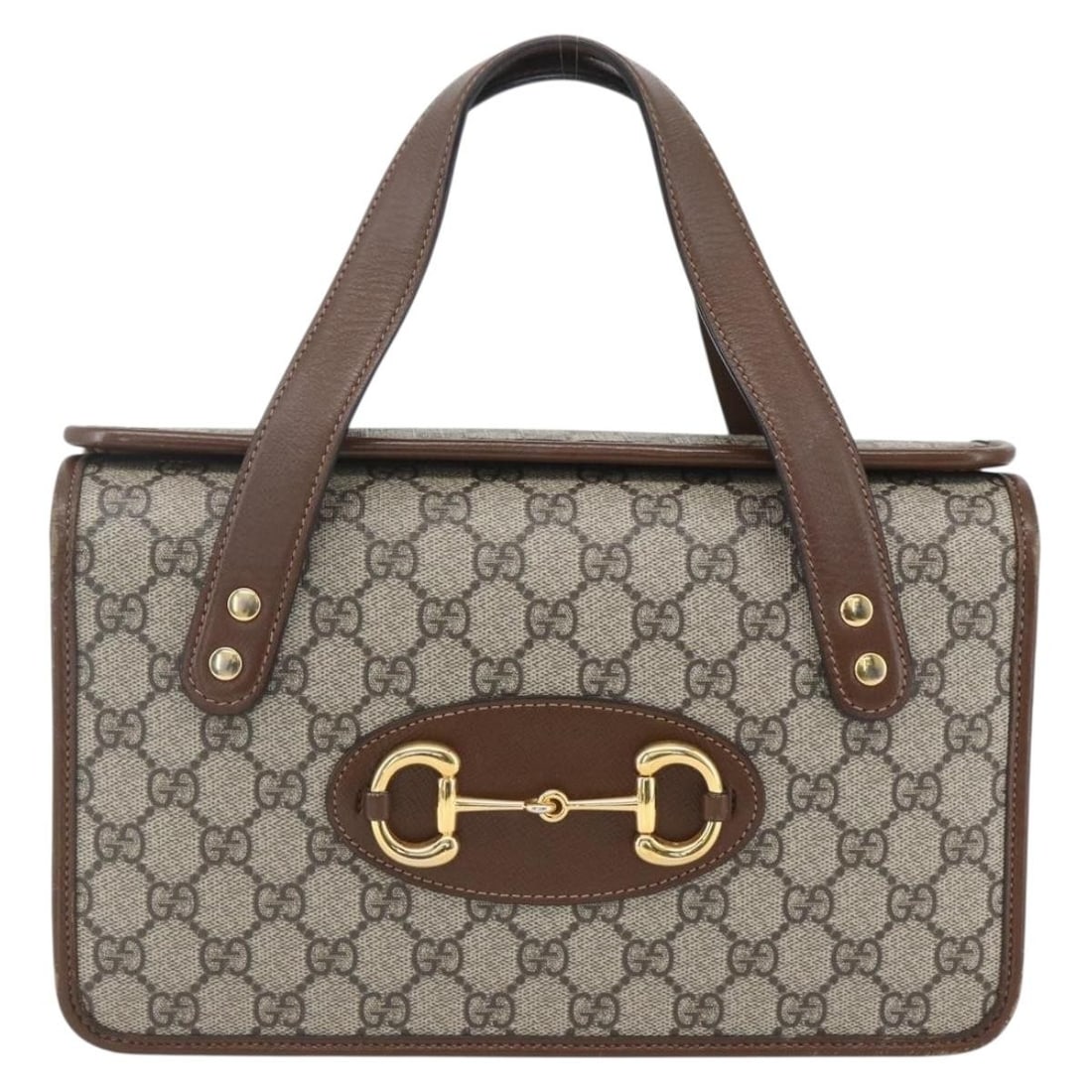 Gucci Horsebit 1955 Boston Handbag GG Beige Canvas 27cm: Gucci Horsebit 1955 Boston Handbag GG Beige Canvas 27cm The Gucci Horsebit 1955 Boston Bag is crafted from GG coated canvas in beige, designed for women. This Italian-made bag features the iconic Hors