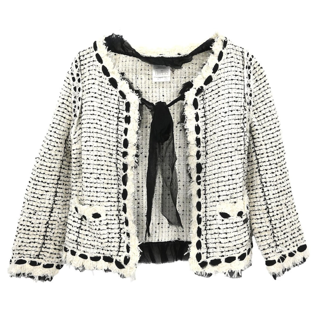 White Collarless Mid-Length Jacket by Chanel Size 40 05P (1 of 11)