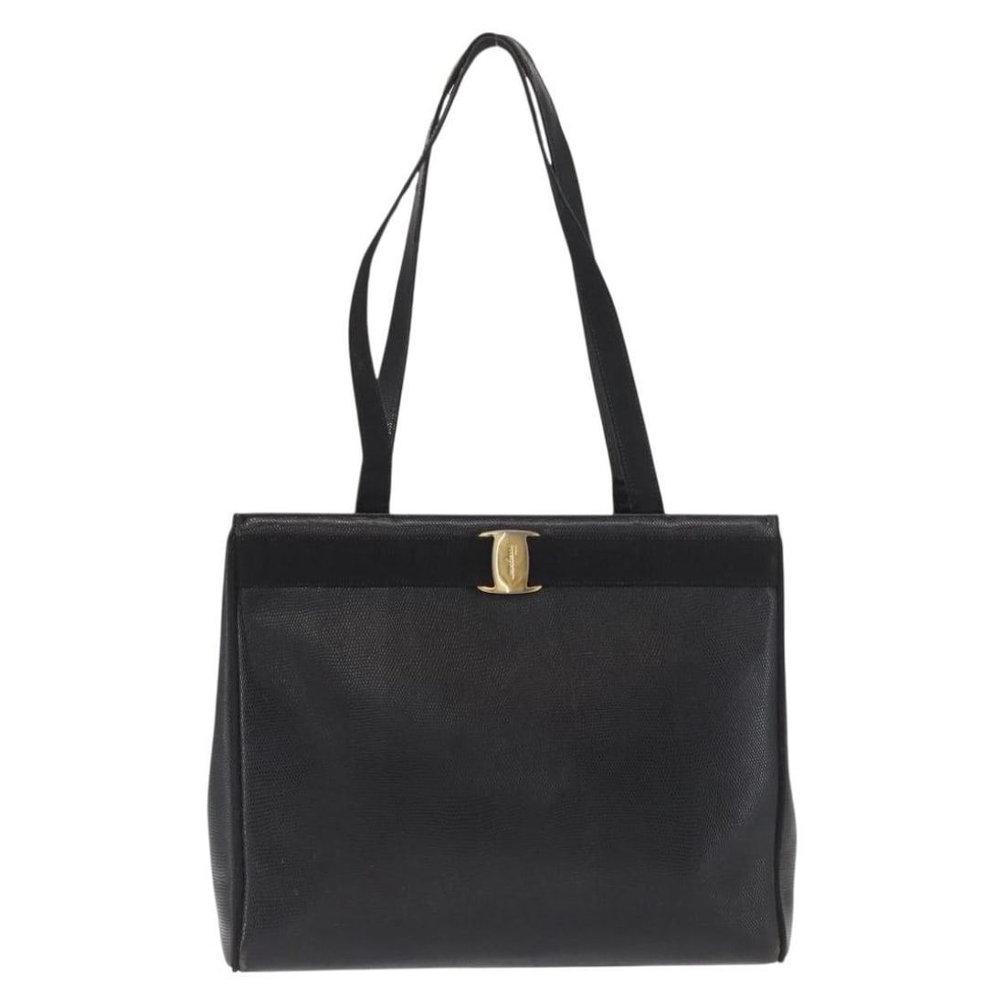 Black Leather Salvatore Ferragamo Vara Tote Bag 30cm by 18cm: Black Leather Salvatore Ferragamo Vara Tote Bag 30cm by 18cm This Salvatore Ferragamo Vara Tote is crafted from black leather and designed for women. The bag measures 30cm x 30cm x 18cm and was made i