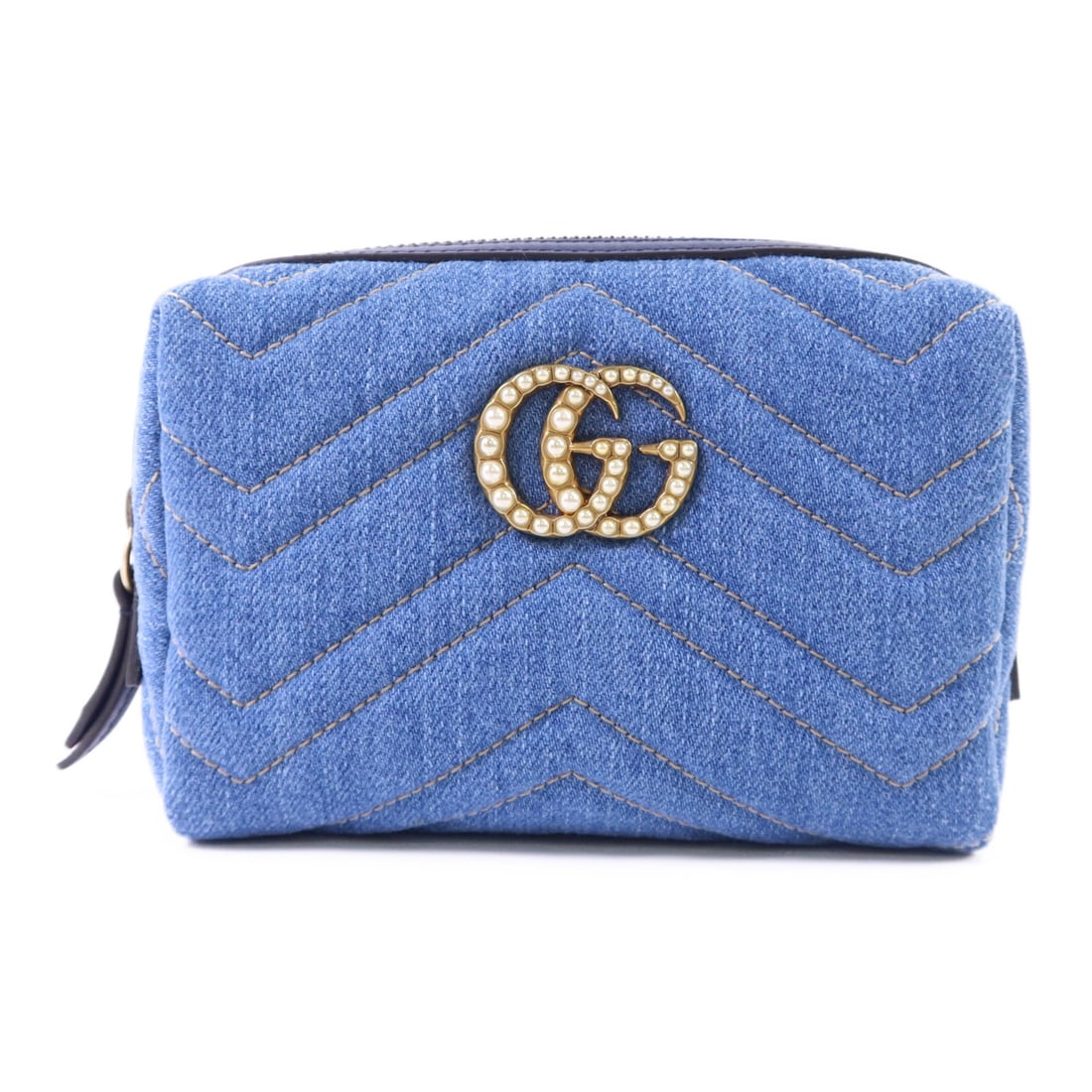 Gucci GG Denim Blue Pouch with Gold Tone Hardware 476165 (1 of 14)