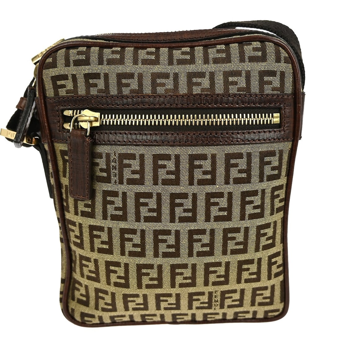 Fendi Zucchino Beige Canvas Leather Shoulder Bag with Adjustable Strap: Fendi Zucchino Beige Canvas Leather Shoulder Bag with Adjustable Strap This Fendi Beige Zucchino Shoulder Bag is a stylish and practical accessory that is perfect for casual occasions. It features a d