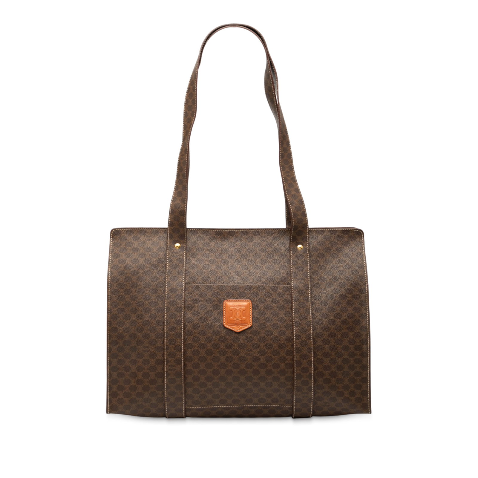 Celine Macadam Coated Canvas Tote Brown Italy: Celine Macadam Coated Canvas Tote Brown Italy This Celine Macadam Coated Canvas Tote combines functionality with style, featuring a durable coated canvas body in a rich brown color. It is designed wit