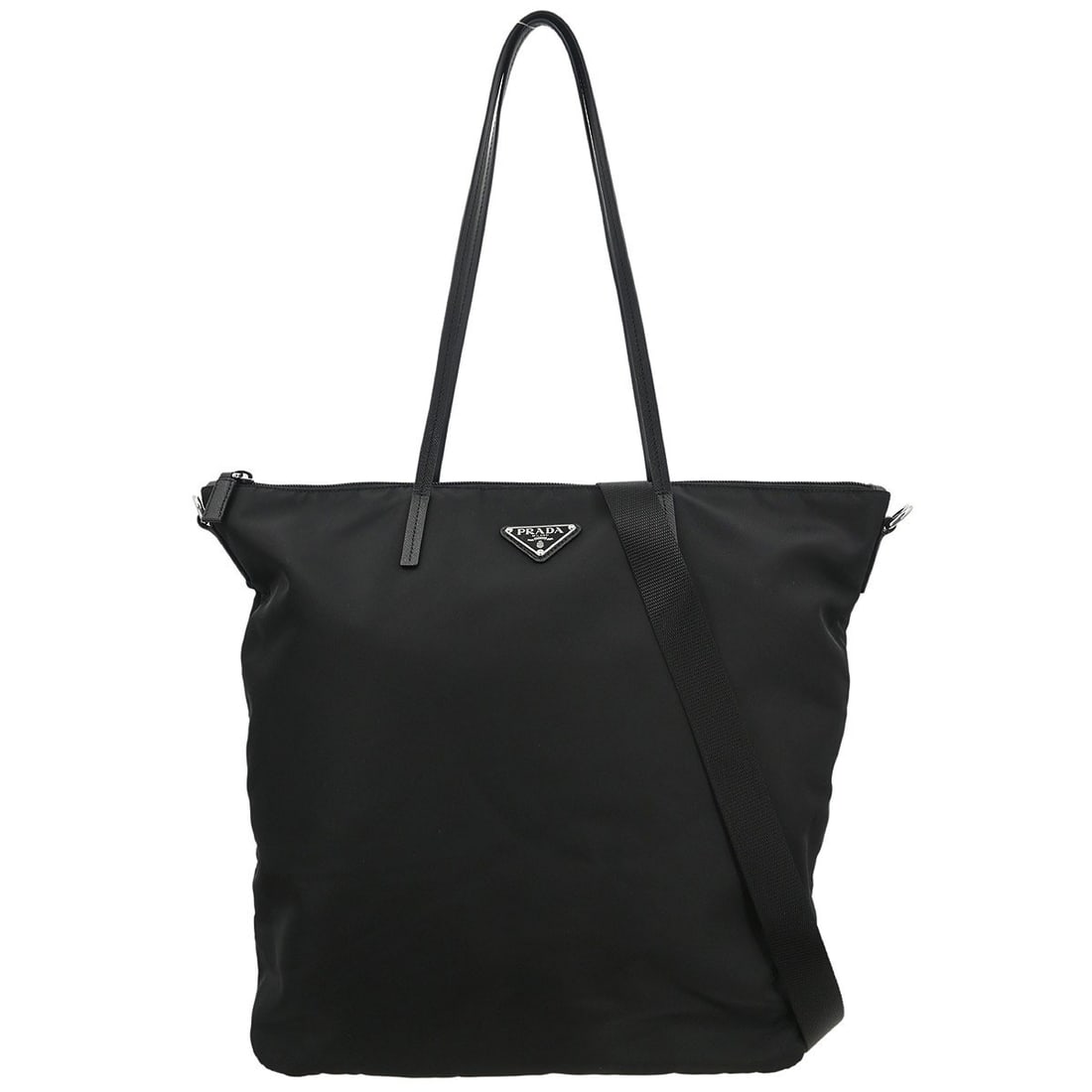 Prada Black Nylon Leather 2way Tote Handbag 158 (1 of 10)
