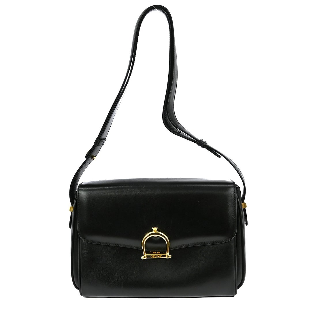 Celine Large Black Leather Double Handle Handbag with Logo Accent (1 of 10)