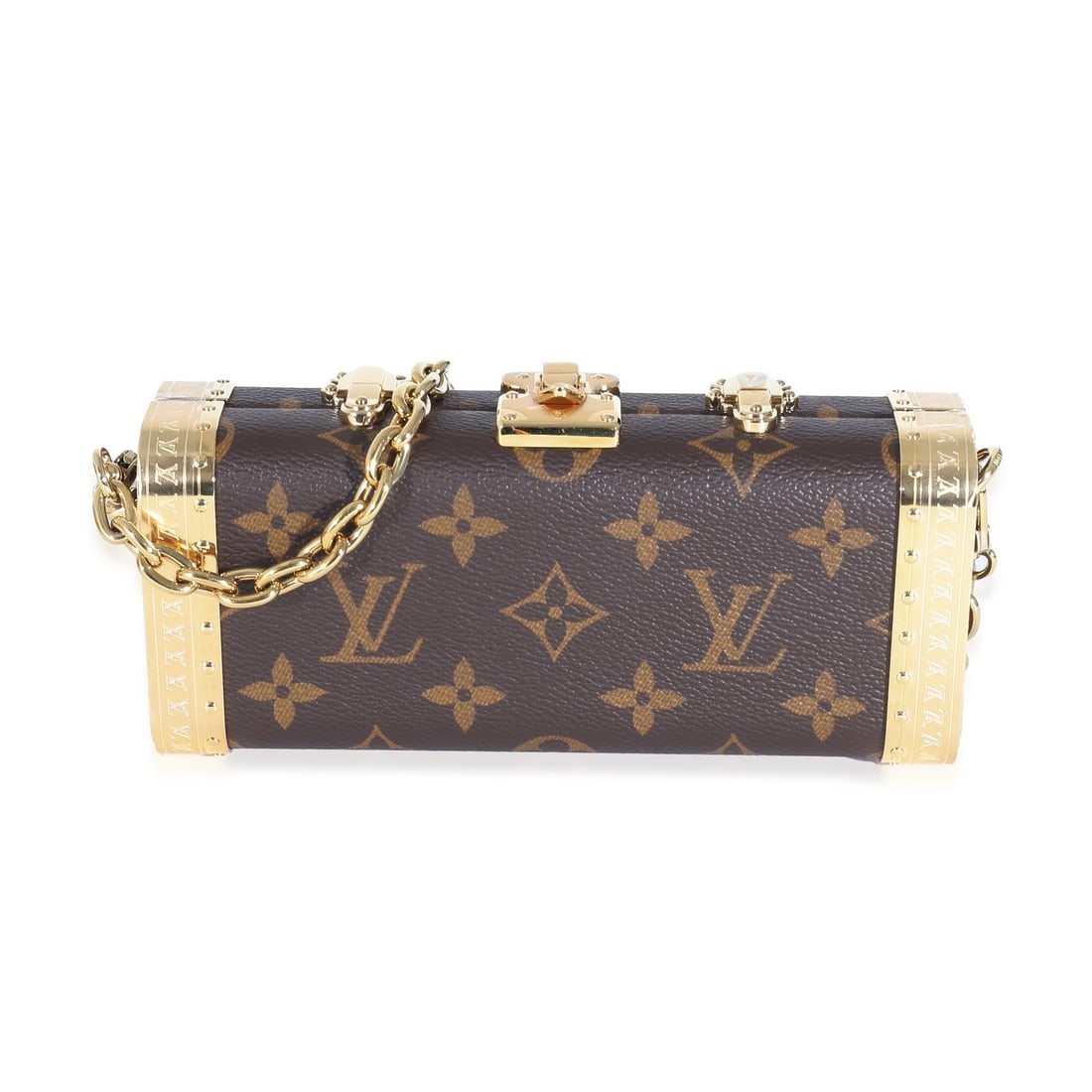 Louis Vuitton Vanity Case PM Brown Monogram Canvas Crossbody Bag with Strap: Louis Vuitton Vanity Case PM Brown Monogram Canvas Crossbody Bag with Strap This Louis Vuitton Vanity Case PM features the iconic Monogram coated canvas in brown with gold-tone hardware. The handbag i