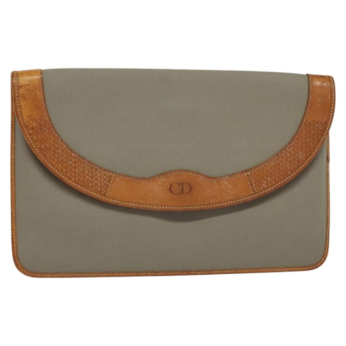 Brown Canvas Christian Dior Flap Pouch Bag for Women: Brown Canvas Christian Dior Flap Pouch Bag for Women This Christian Dior Flap Pouch is crafted from brown canvas and designed for women. The pouch features a flap closure and is made in France. It sho