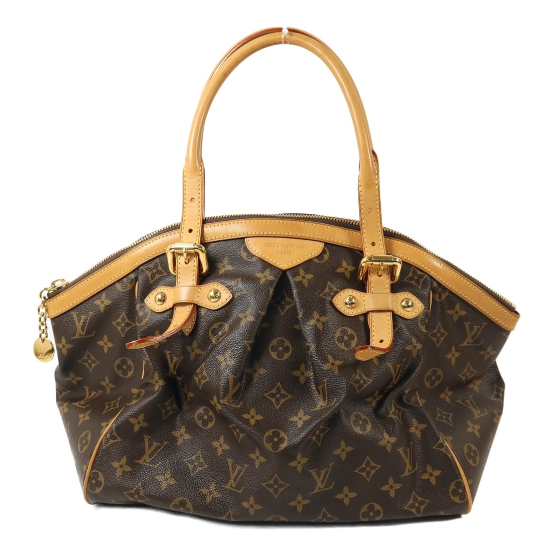 Louis Vuitton Tivoli GM Monogram Canvas Shoulder Bag with Gold Hardware: Louis Vuitton Tivoli GM Monogram Canvas Shoulder Bag with Gold Hardware This Louis Vuitton Tivoli GM shoulder bag features the iconic Monogram brown PVC coated canvas complemented by gold tone hardwar