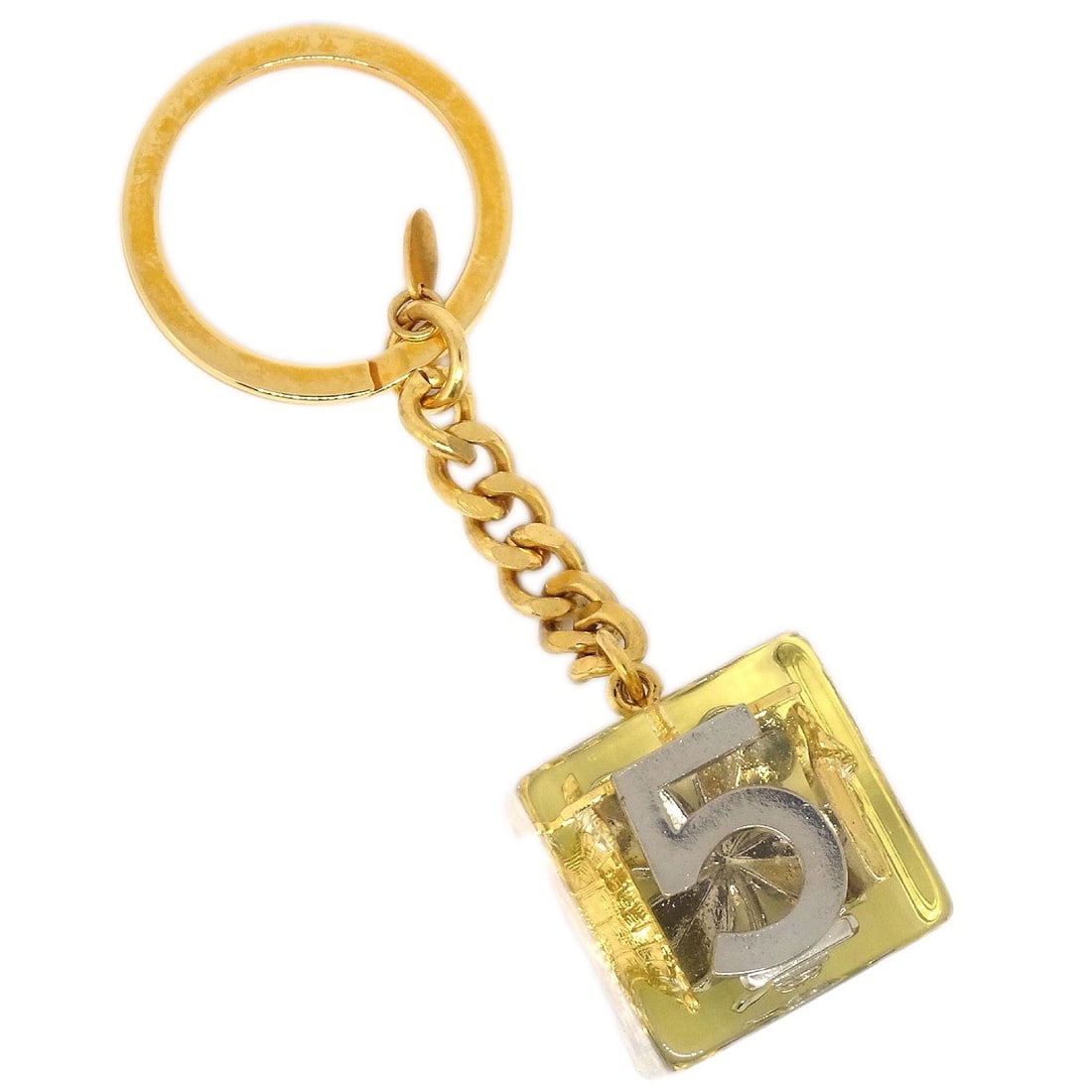 Chanel 97P Gold Plated Dice Keyring Purse Charm Accessory (1 of 4)