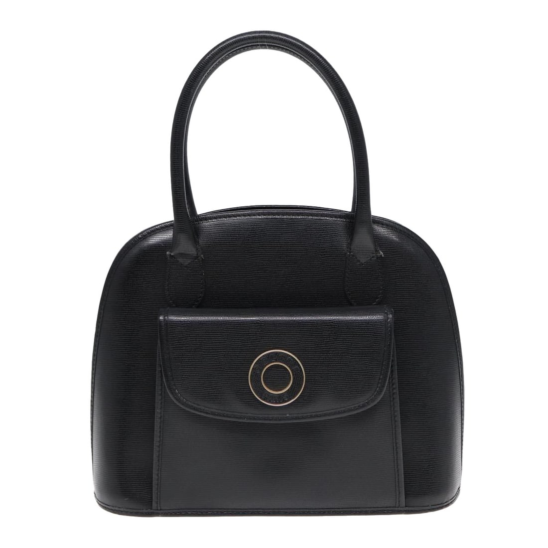 Celine Leather Black Circle Logo Purse 29cm by 24cm by 11cm: Celine Leather Black Circle Logo Purse 29cm by 24cm by 11cm This Celine Circle Logo handbag is crafted from black leather and designed for women. It features a spacious interior with pockets and metal