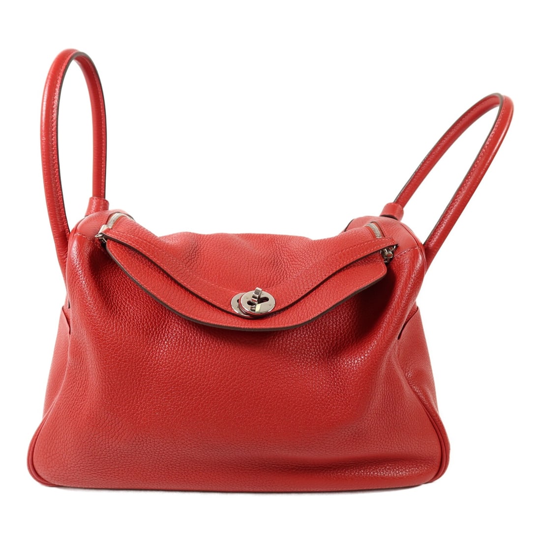 Hermes Lindy 34 Red Clemence Leather Shoulder and Handbag with Palladium Hardware (1 of 14)