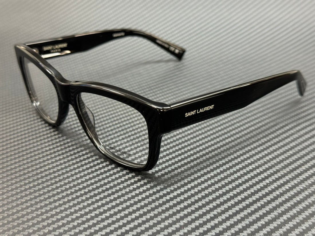 Saint Laurent SL 677 001 Black Unisex Eyeglasses with Authenticity Certificate: Saint Laurent SL 677 001 Black Unisex Eyeglasses with Authenticity Certificate Elevate your eyewear collection with these stylish Saint Laurent SL 677 001 eyeglasses. Crafted with a sleek black frame,