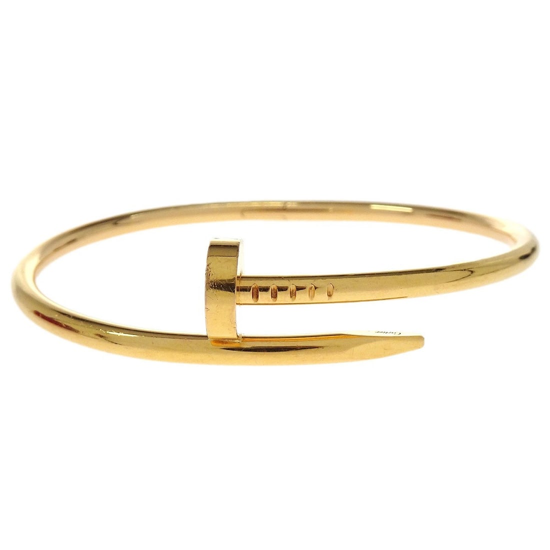 Juste Un Clou Gold Bangle Bracelet by Cartier Model DXX727 Au750: Juste Un Clou Gold Bangle Bracelet by Cartier Model DXX727 Au750 This is a Cartier Juste Un Clou bracelet crafted in 18k gold, designed in a bangle style without any gemstones. The bracelet is in very