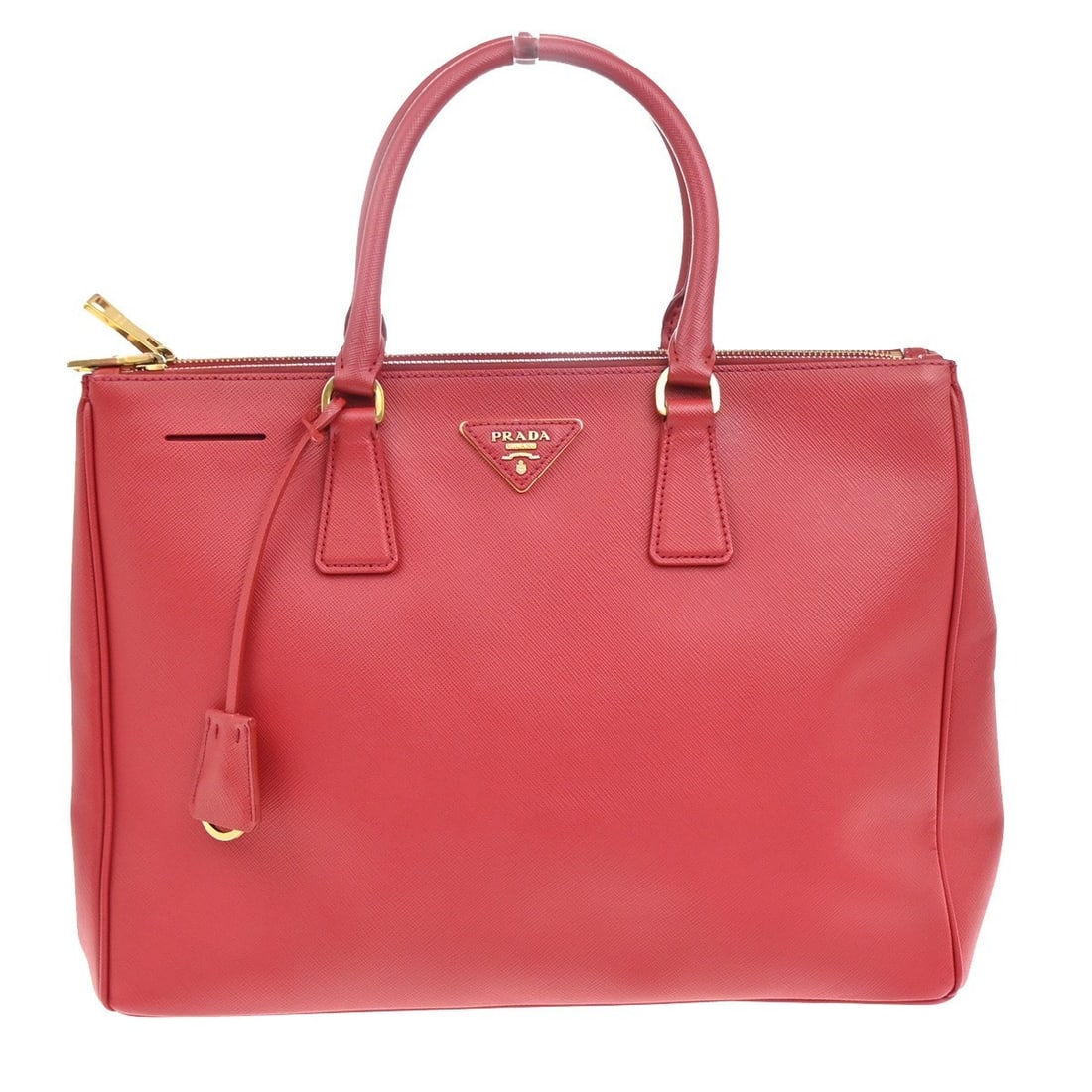 Prada Saffiano Leather Double Zip Lux Tote in Red 35cm: Prada Saffiano Leather Double Zip Lux Tote in Red 35cm This Prada Double Zip Lux Tote is crafted from red Saffiano leather and designed for women. Made in Italy, it features a spacious interior with d