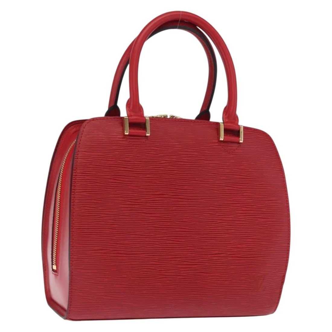 Louis Vuitton Pont Neuf Red Epi Leather Handbag M52057 with Dust Bag: Louis Vuitton Pont Neuf Red Epi Leather Handbag M52057 with Dust Bag This Louis Vuitton Epi Pont Neuf hand bag features a striking red Epi leather exterior, crafted in France. The bag is designed with