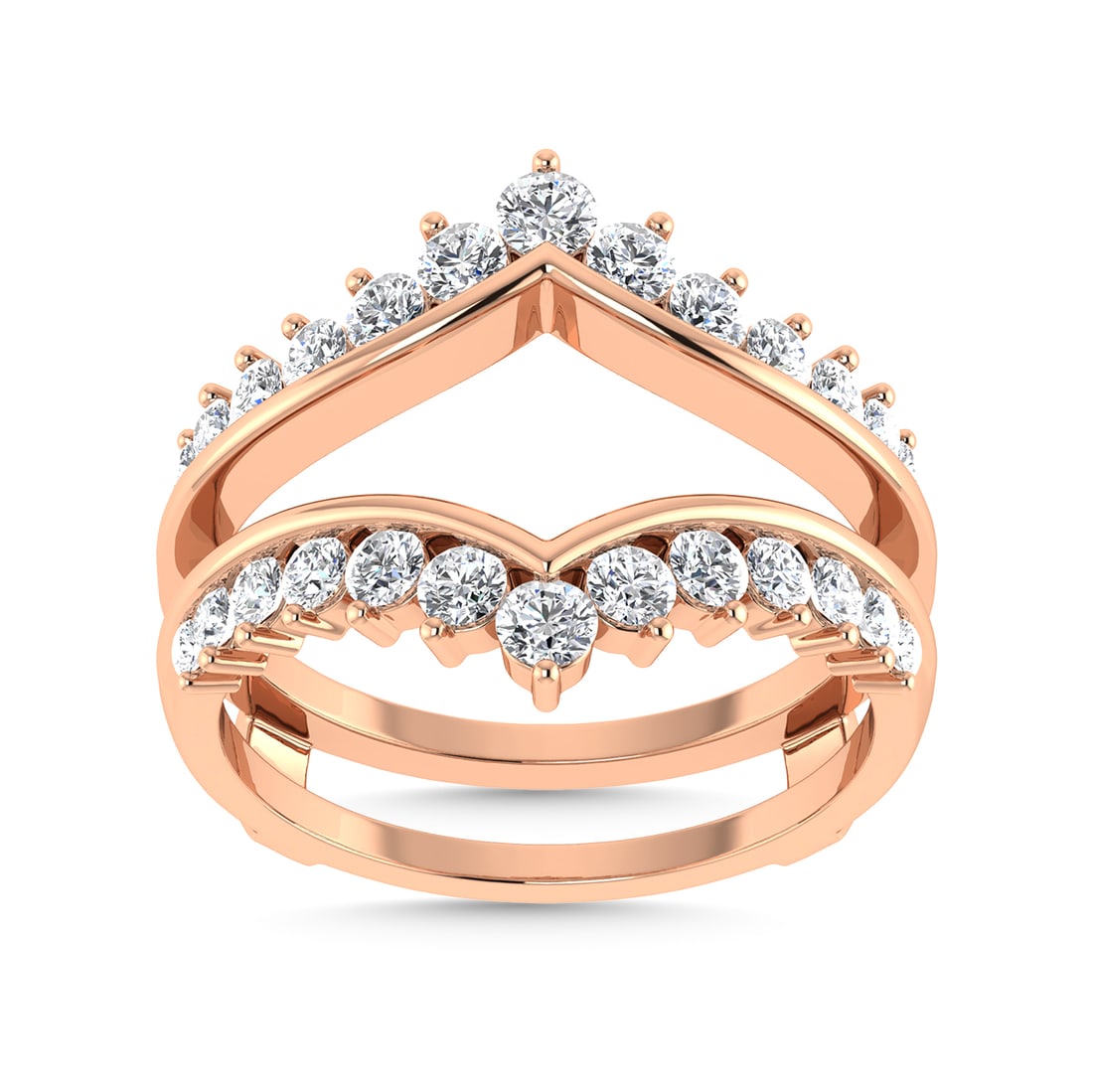 Diamond 1/2 Ct.Tw. Guard Ring in 14K Rose Gold: Diamond 1/2 Ct.Tw. Guard Ring in 14K Rose Gold 14k Rose Gold Stone Color: G-h Stone Clarity: I1 Each ring is presented in standard size 6.5. Complimentary resizing is available between sizes 510 (in 1
