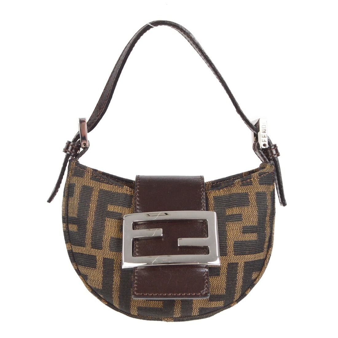 Fendi Zucca Mini Handbag Brown Canvas Leather Adjustable Strap: Fendi Zucca Mini Handbag Brown Canvas Leather Adjustable Strap This Fendi Zucca Mini Handbag combines a chic design with practicality, perfect for casual outings. Crafted from durable brown canvas lea