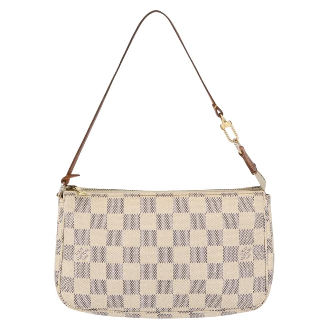 Louis Vuitton Damier Canvas Pochette Accessoires NM Beige Handbag: Louis Vuitton Damier Canvas Pochette Accessoires NM Beige Handbag This Louis Vuitton Pochette Accessoires NM in Damier canvas is designed for women and comes in a beige color. Made in Spain, the acces
