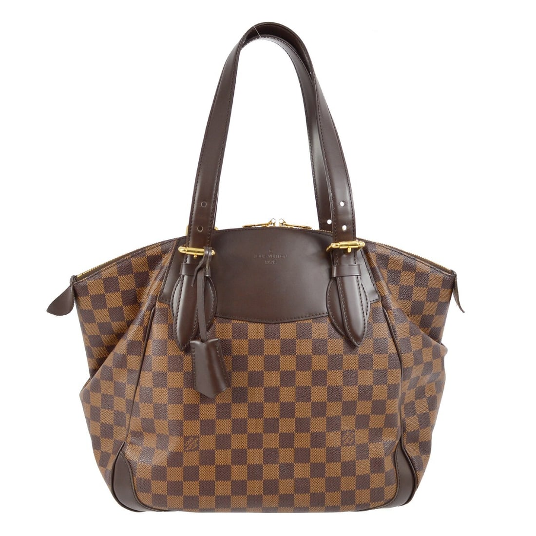 Louis Vuitton Damier Verona GM Handbag N41119 Brown Canvas Zip Closure: Louis Vuitton Damier Verona GM Handbag N41119 Brown Canvas Zip Closure Introducing the Louis Vuitton Damier Verona GM Handbag, a stylish accessory perfect for casual occasions. This medium-sized handb