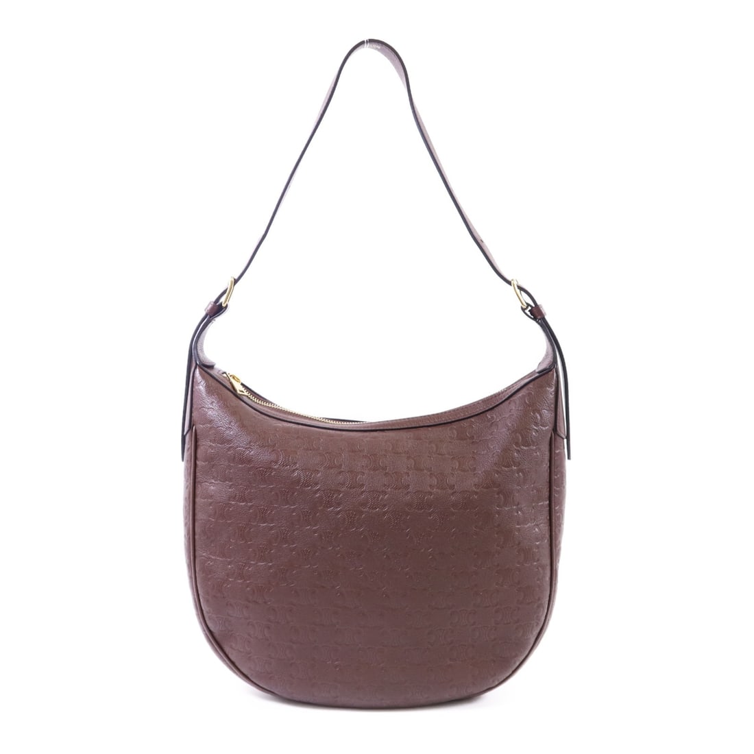 CELINE Heloise Chestnut Brown Calfskin Leather Shoulder Bag with Gold Hardware: CELINE Heloise Chestnut Brown Calfskin Leather Shoulder Bag with Gold Hardware This Celine Heloise shoulder bag is crafted from chestnut coffee brown calfskin leather and features gold tone hardware.