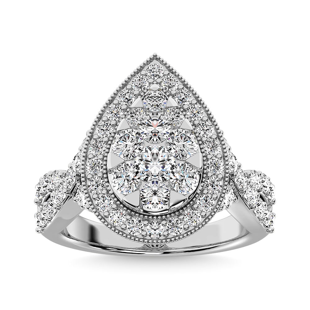 Diamond 2 Ct.Tw. Pear Shape Engagement Ring in 14K White Gold: Diamond 2 Ct.Tw. Pear Shape Engagement Ring in 14K White Gold 14k White Gold Stone Color: G-h Stone Clarity: Si2 Each ring is presented in standard size 6.5. Complimentary resizing is available betwee