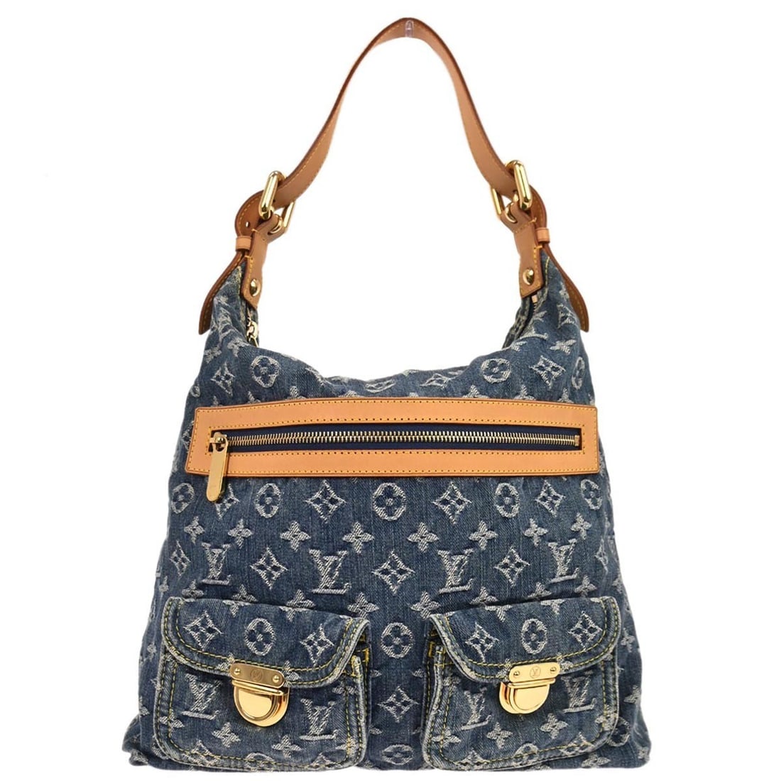 Louis Vuitton Baggy GM Blue Denim Monogram Hobo Shoulder Bag M95048: Louis Vuitton Baggy GM Blue Denim Monogram Hobo Shoulder Bag M95048 This Louis Vuitton Baggy GM Hobo shoulder bag features the signature blue monogram denim exterior with beige handles and logo accent