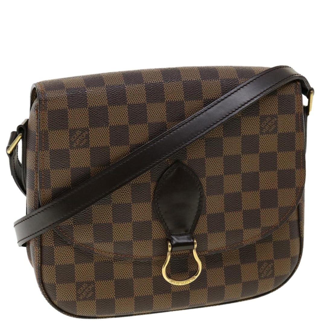LOUIS VUITTON Damier Ebene Saint Cloud GM Shoulder Bag with Dust Bag: LOUIS VUITTON Damier Ebene Saint Cloud GM Shoulder Bag with Dust Bag This authentic Louis Vuitton Damier Ebene Saint Cloud GM Shoulder Bag is a stylish and functional accessory, crafted from premium D