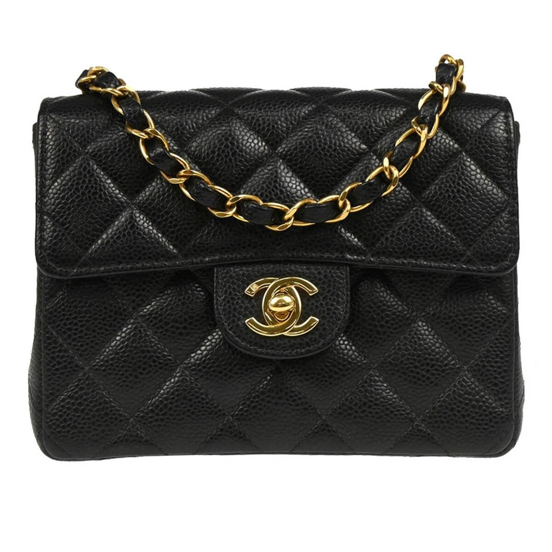 Chanel Black Caviar Mini Classic Flap Bag with Chain Strap (1 of 11)