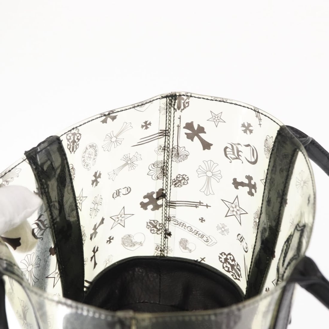 Clear Vinyl Chrome Hearts Handbag with 6.7 Inch Height - 15