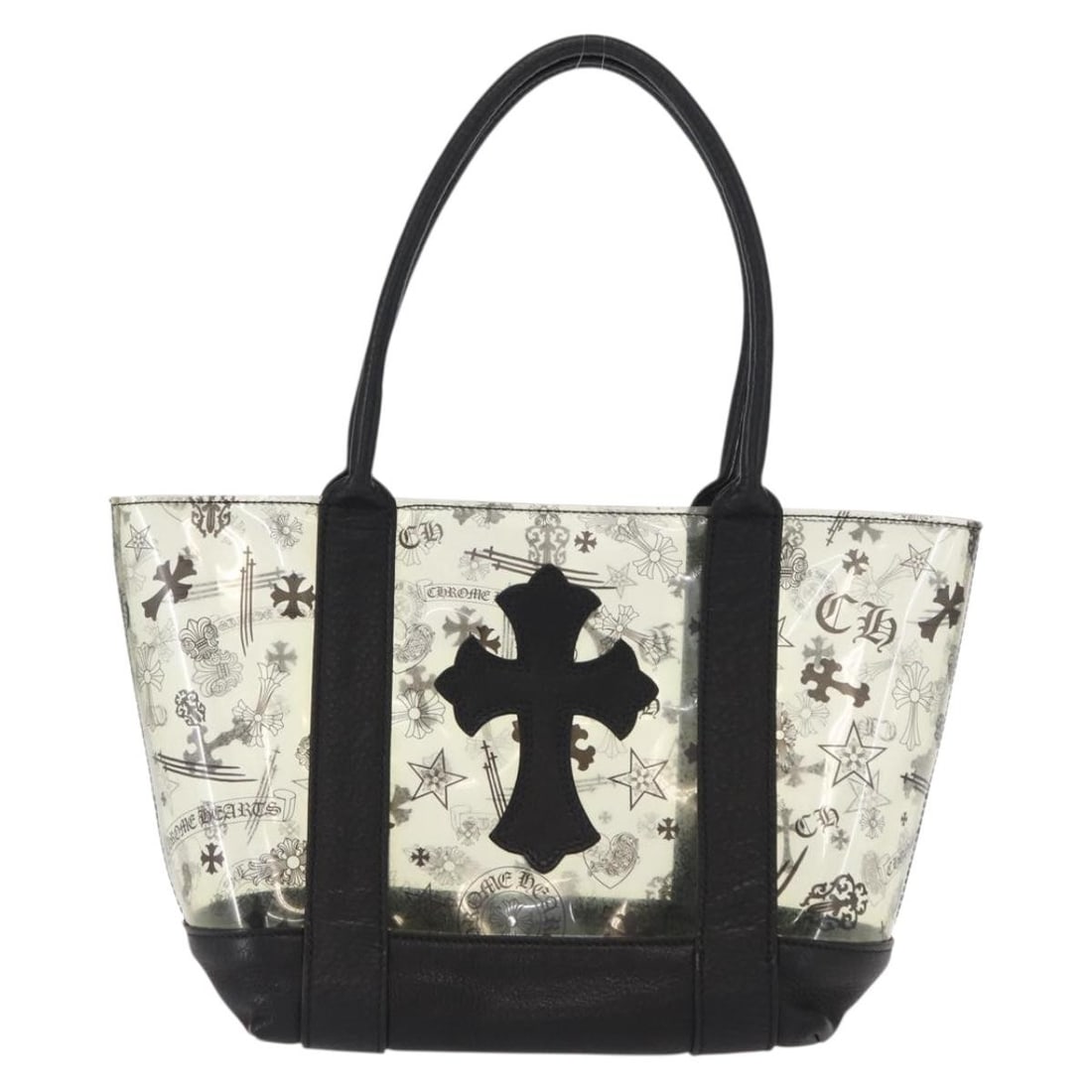 Clear Vinyl Chrome Hearts Handbag with 6.7 Inch Height - 2