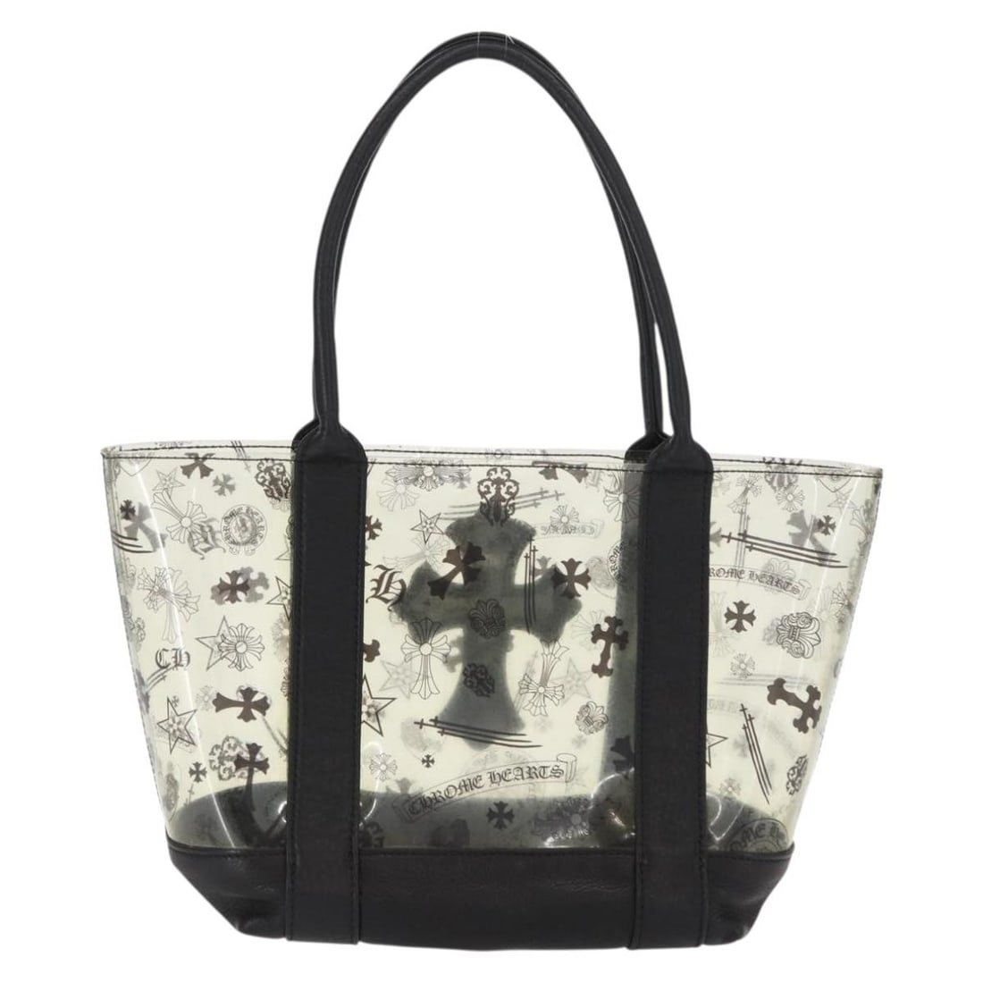Clear Vinyl Chrome Hearts Handbag with 6.7 Inch Height - 3