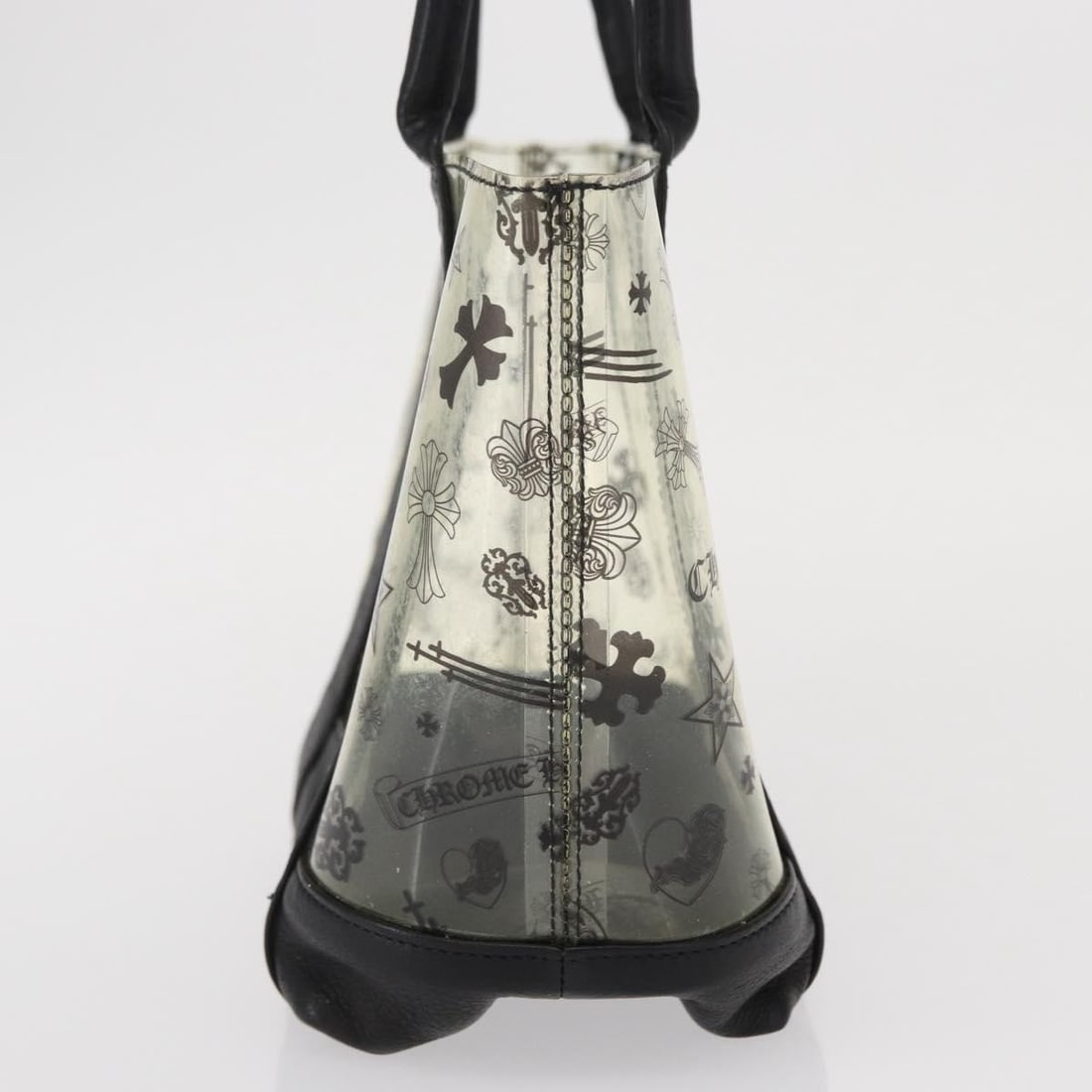 Clear Vinyl Chrome Hearts Handbag with 6.7 Inch Height - 4
