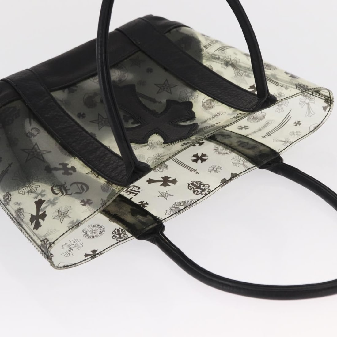 Clear Vinyl Chrome Hearts Handbag with 6.7 Inch Height - 6