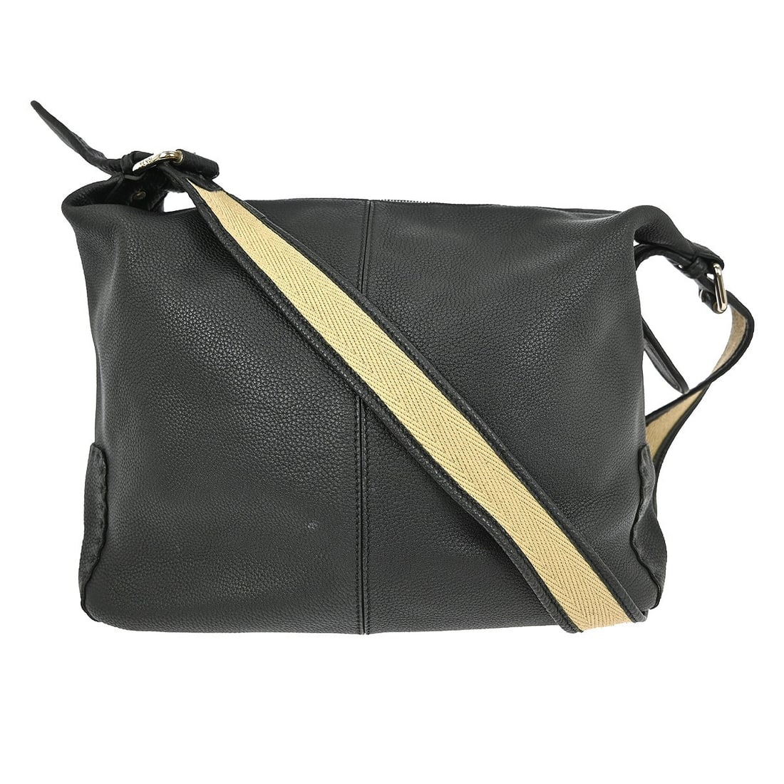 Fendi Selleria Black Leather Large Shoulder Bag with Adjustable Strap: Fendi Selleria Black Leather Large Shoulder Bag with Adjustable Strap This Fendi Selleria shoulder bag features a black leather exterior with gold-tone hardware and logo accents. The bag is designed w