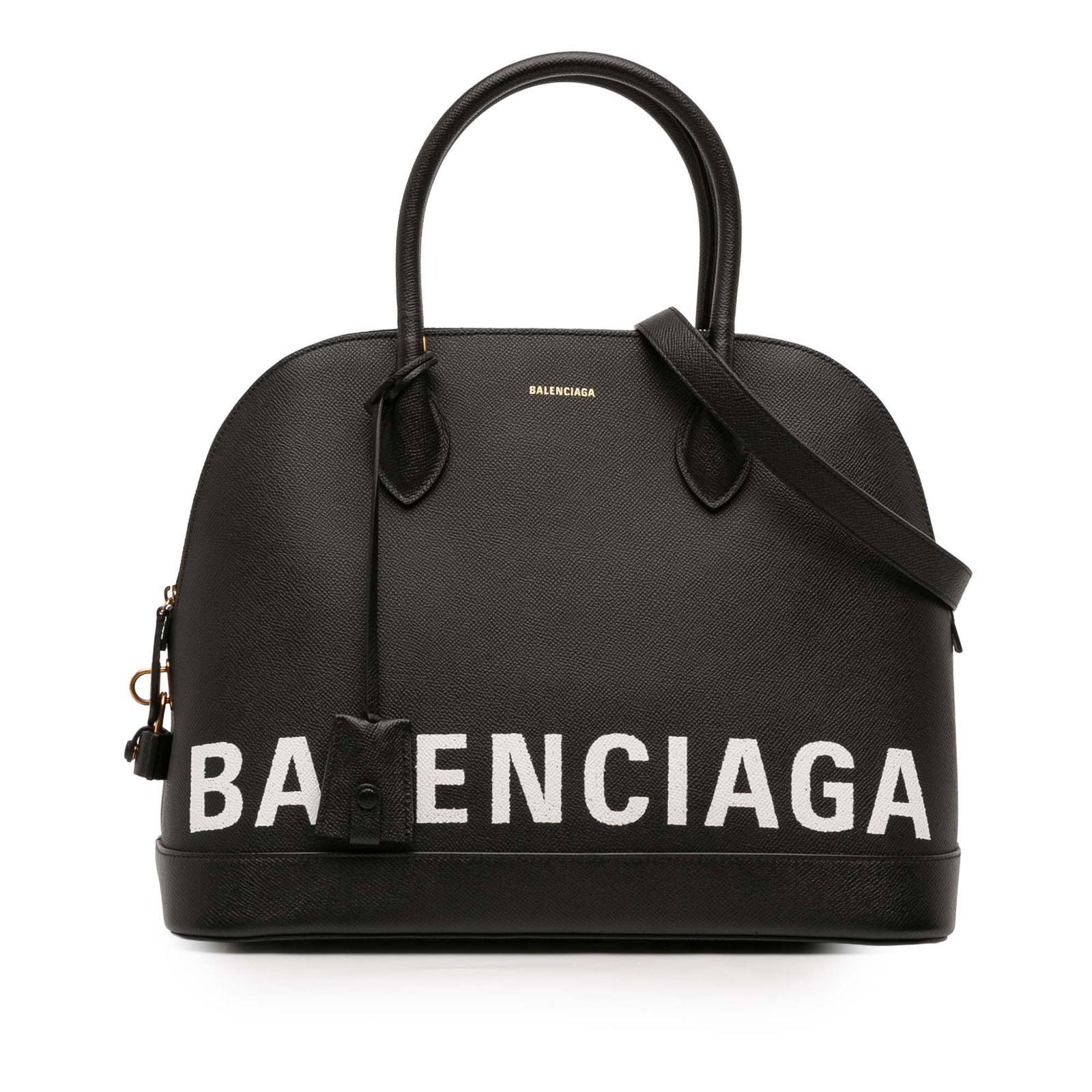 Balenciaga Ville M Black Grained Calfskin Leather Top Handle Satchel Bag: Balenciaga Ville M Black Grained Calfskin Leather Top Handle Satchel Bag This Balenciaga Ville Top Handle Bag in size M is crafted from grained calfskin leather in black. The satchel features rolled l