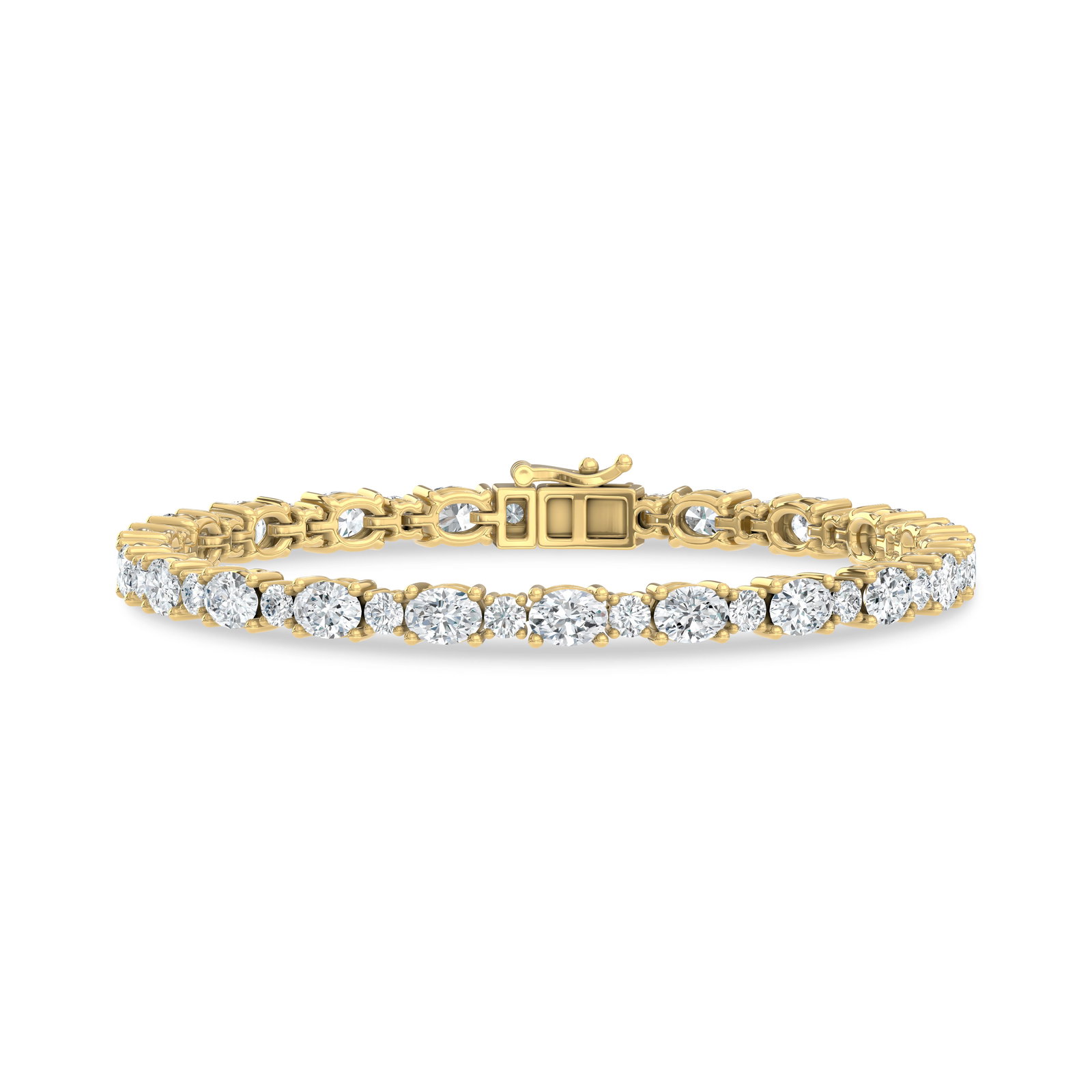 14K Yellow Gold Lab Grown Diamond 8 1/2 Ct.Tw. Oavl and Round Fancy Bracelet: 14K Yellow Gold Lab Grown Diamond 8 1/2 Ct.Tw. Oavl and Round Fancy Bracelet Crafted in sleek 14K Yellow Gold, this oval and round fancy bracelet is adorned with lab grown diamonds totaling 8 1/2 Ct.T