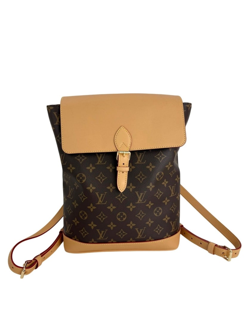 Louis Vuitton Soho MM Monogram Brown Backpack with Gold Hardware: Louis Vuitton Soho MM Monogram Brown Backpack with Gold Hardware The Louis Vuitton Soho MM Monogram Backpack is a stylish and functional accessory designed for everyday use. This medium-sized backpack